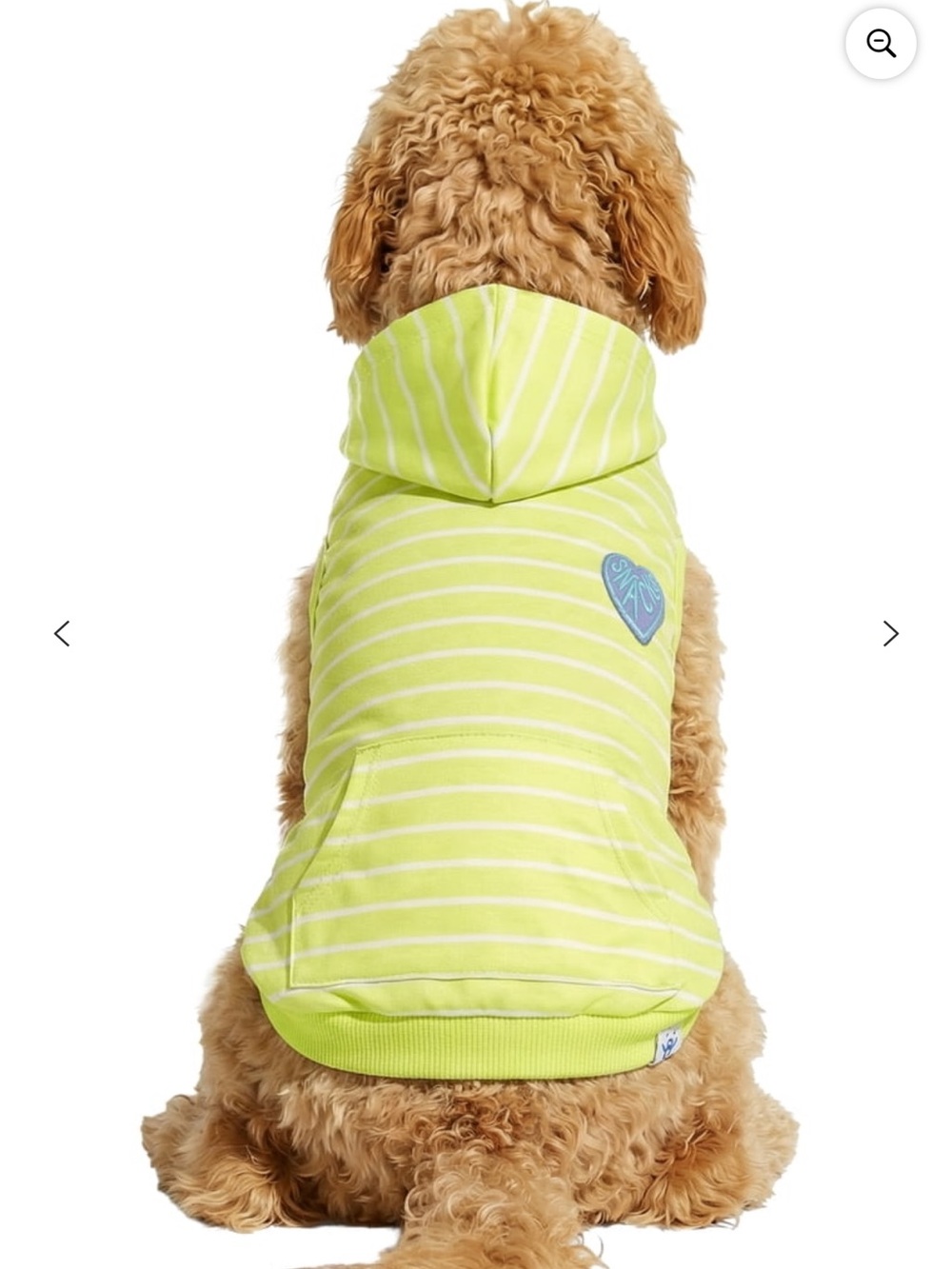 Oodles Lime Green Striped Snacks Heart Dog Hoodie Medium & Large
